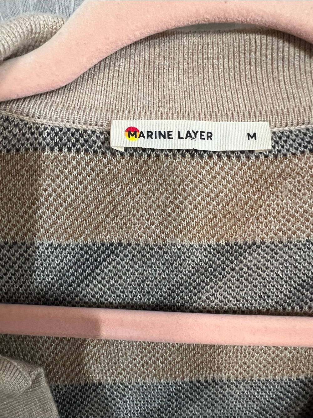 Marine Layer Beige and Gray Striped Knit Sweater - Picture 2 of 4